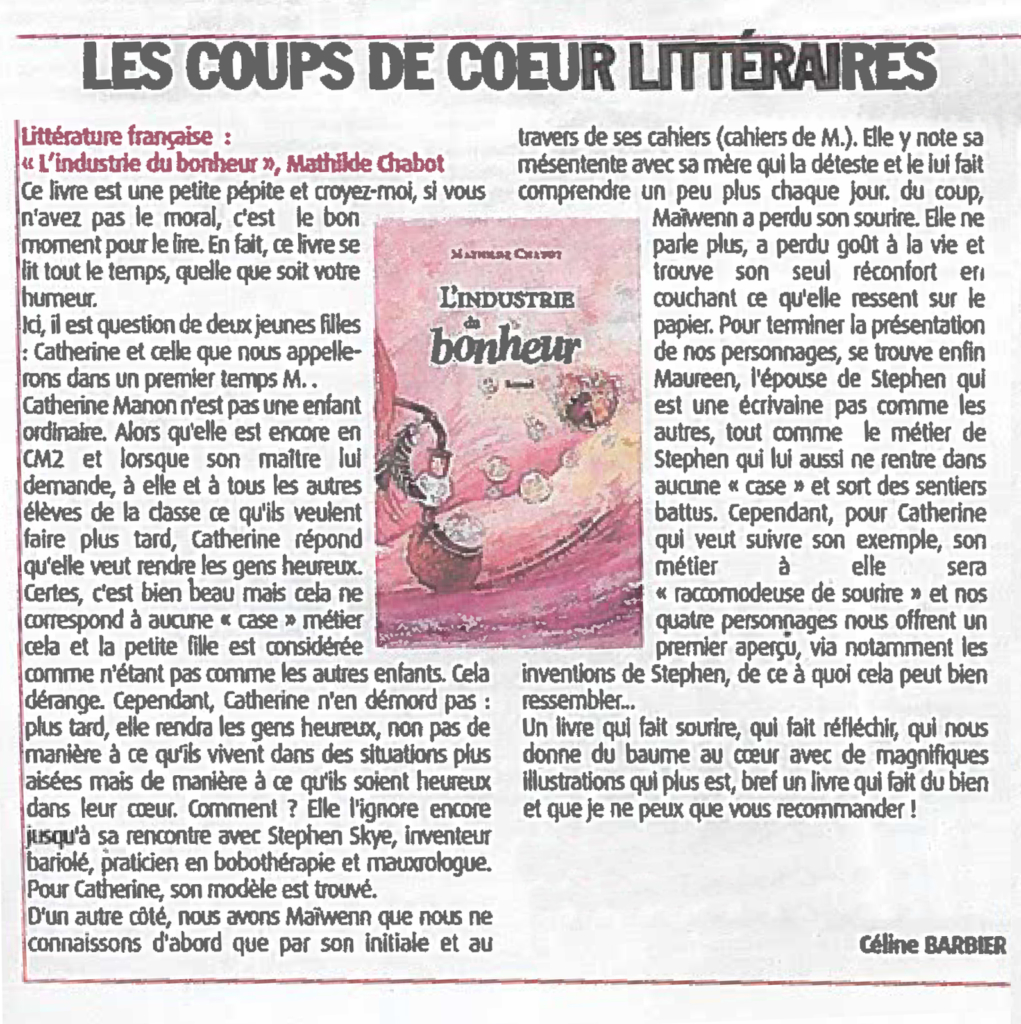 Coup de coeur littéraire de Céline Barbier